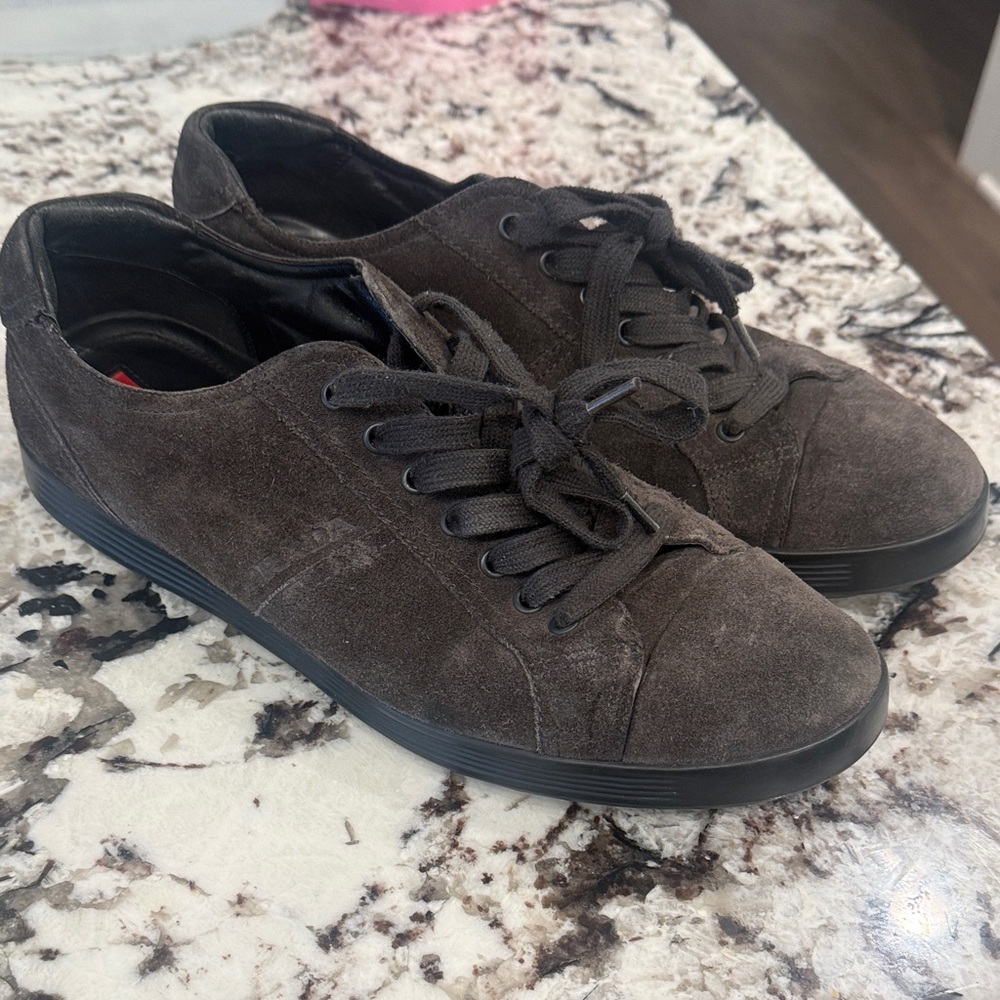 Prada Men's Black/Gray Suede Sneakers - Picture 2 of 8